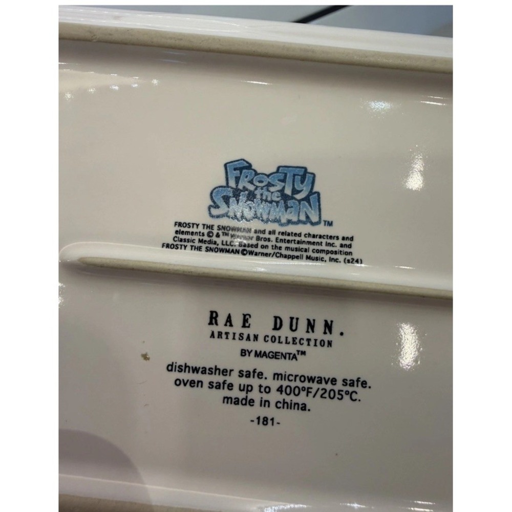 FROSTY THE SNOWMAN Rae Dunn Baking Dish Load Pan SNOW MUCH FUN NEW Blue White - Picture 3 of 3